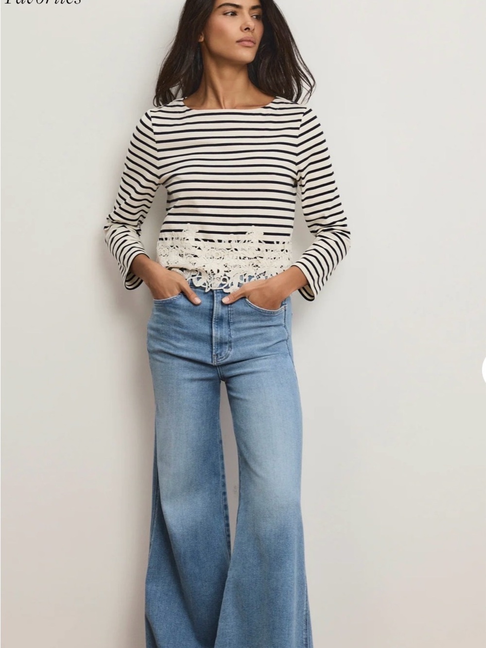 Veronica Beard Hovey Striped Lace T-Shirt Size XS - Picture 2 of 9